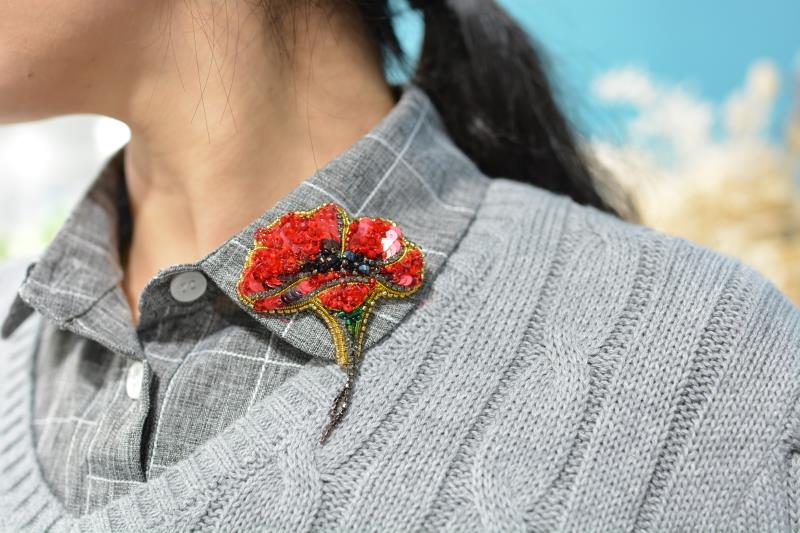 Corn Poppy Brooch