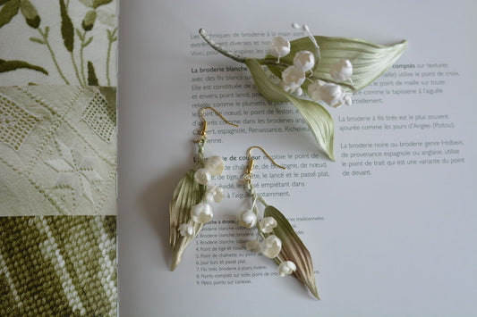 Lily Of The Valley Earrings & Brooch