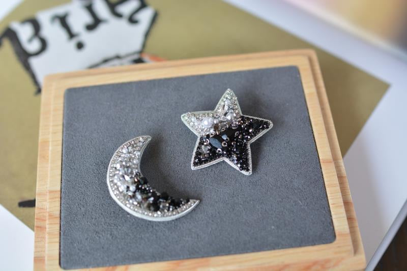 Planet & Moon & Star Brooch