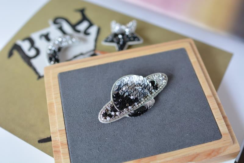 Planet & Moon & Star Brooch